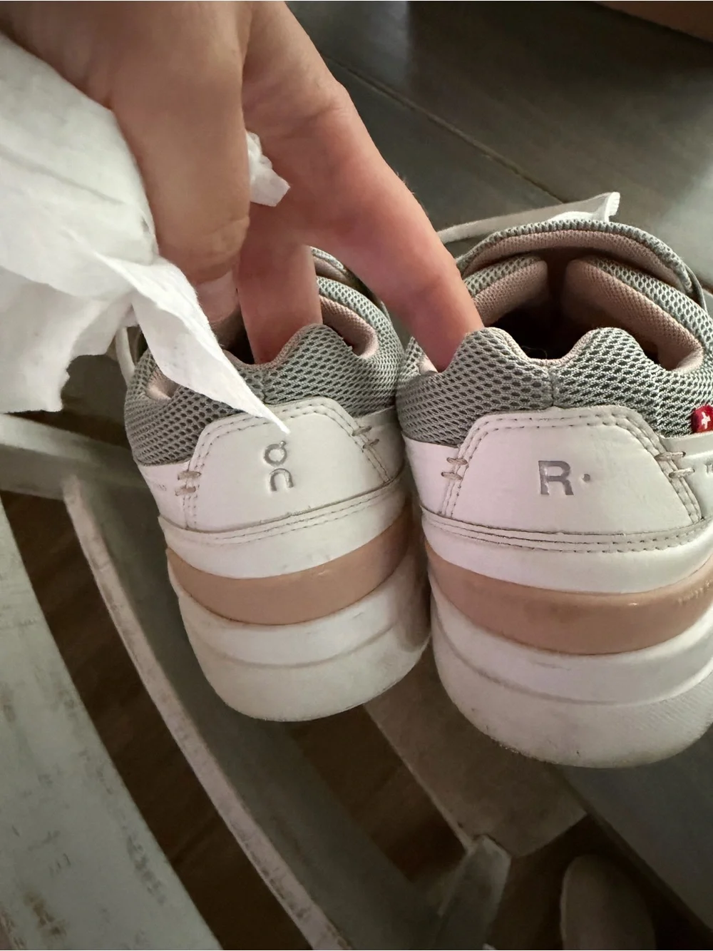 On Running Women’s White Sneakers with Pink & Gray Accents